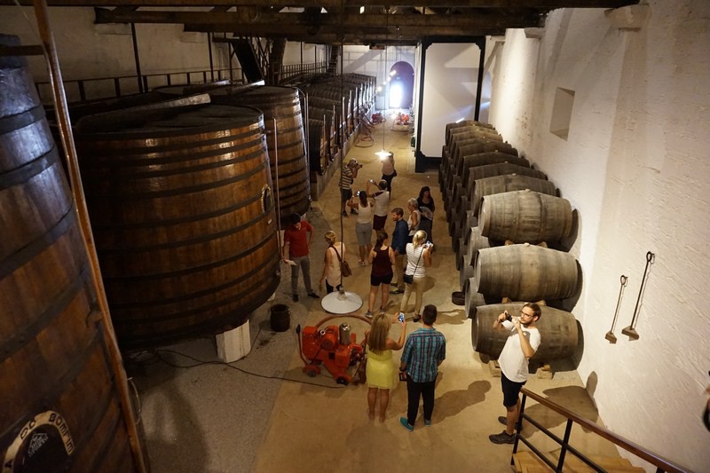 Zde skladují mladé víno před přepravou do Vila Nova de Gaia